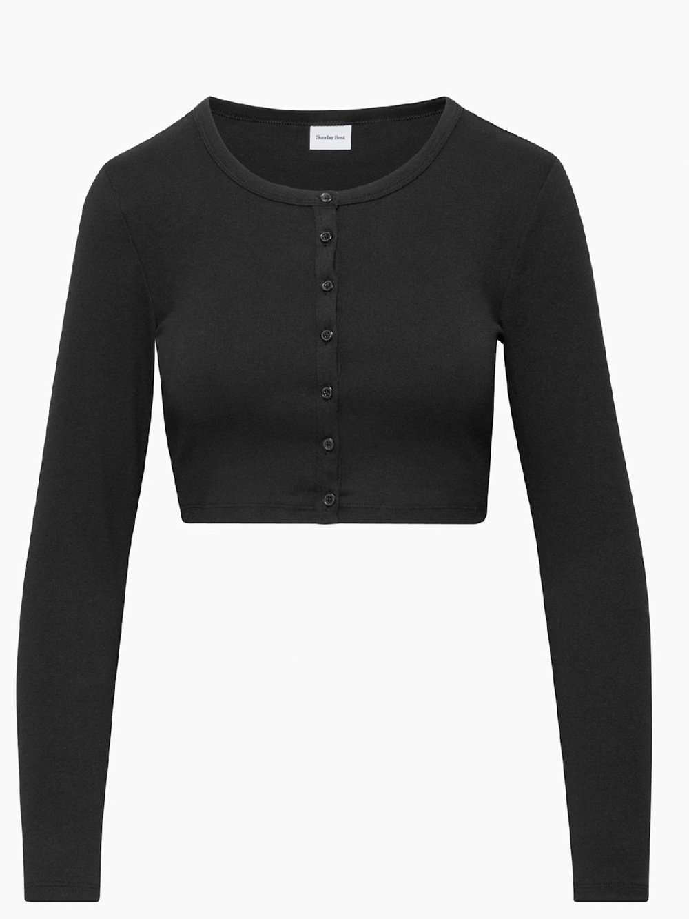 Aritzia Sunday Best Black Cropped Button-Up Long Sleeve Top - Picture 8 of 9
